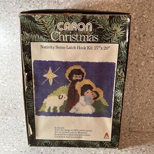 Caron Christmas Nativity Scene Latch Hook Rug Kit 27 X 20 Craft 1978 Jesus Lamb